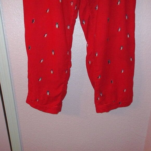 Talbots Womens Flannel Pajamas Size L Dancing Penguins Top & Pants 2 Piece NEW - Picture 9 of 12